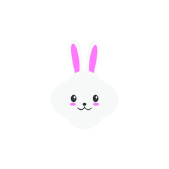 Cute bunny vector graphic icon. rabbit animal head, face illustration. Isolated on white background.
