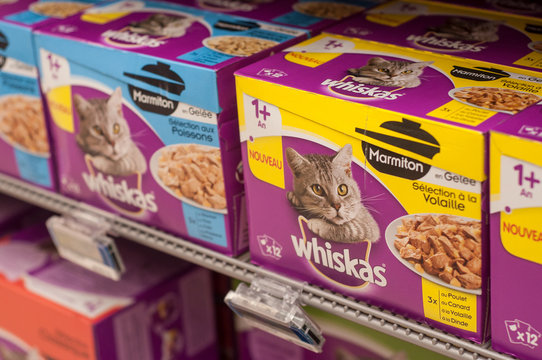  Closeup Of Whiskas Packets The French Brand Of Cat Food In Cora Supermarket