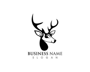 Deer head icon silhouette logo design minimalist template