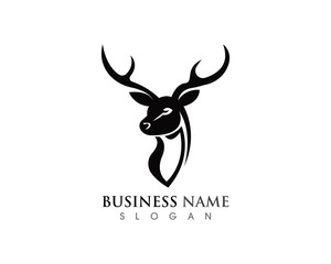 Deer head icon silhouette logo design minimalist template