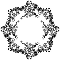 Decoration border of flower frame, in black and white colors. Vector