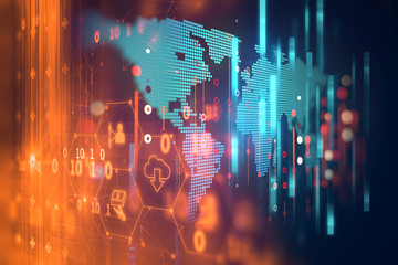 futuristic earth map technology abstract background