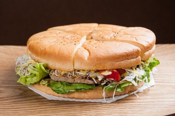 American Hamburger on Plate