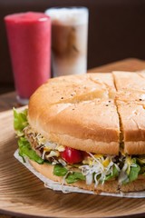 American Hamburger on Plate