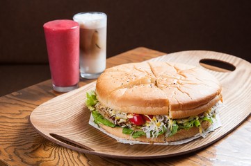 American Hamburger on Plate