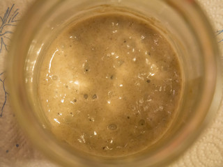 Active leaven in a glass for bread.