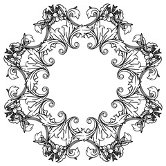 Pattern art of flower frame black white, for ornate of various card. Vector