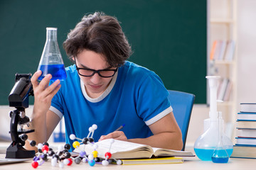 Young male student in the classroom