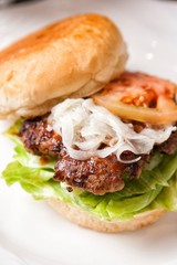 Homemade hamburger on a plate