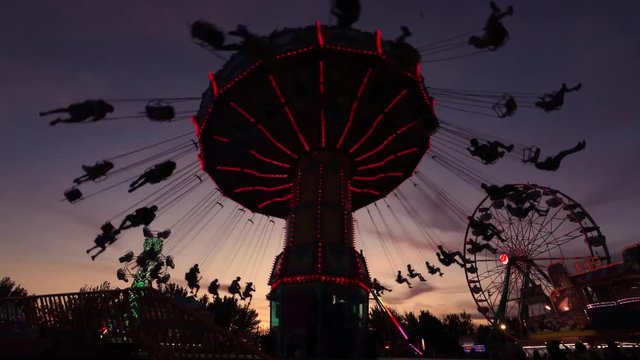 State Fair Carnival Rides at Night