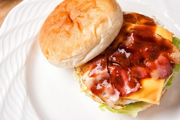 Homemade hamburger on a plate