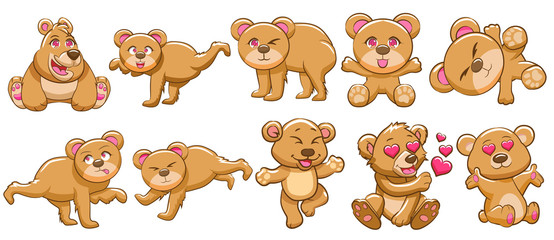 teddy bear vector set graphic clipart design