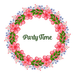 Design for party time card, wallpaper unique leaf flower frame. Vector