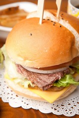Homemade hamburger on a plate