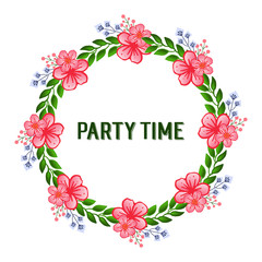 Design for party time card, wallpaper unique leaf flower frame. Vector