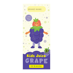Kids juice grape flat packaging template