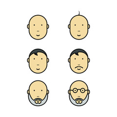 set of baby to old man face. 