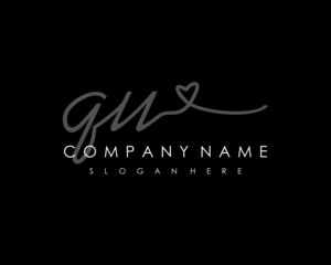 QU Initial handwriting logo vector