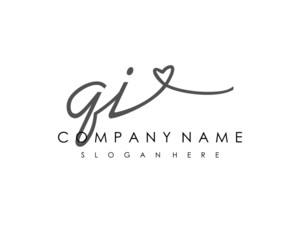 QI Initial handwriting logo vector