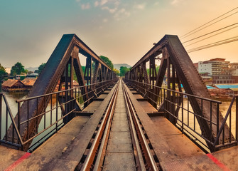 The bridge on the river Kwai. Railway in Kanchanaburi, Thailand