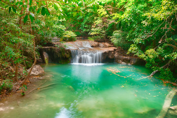 Beautiful waterfall at Erawan national park, Thailand