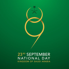 logo design Anniversary 89 years The national holiday of the Kingdom of Saudi Arabia, is celebrated on September 23rd minimal graphic design 
