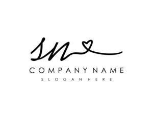 SN Initial handwriting logo vector
