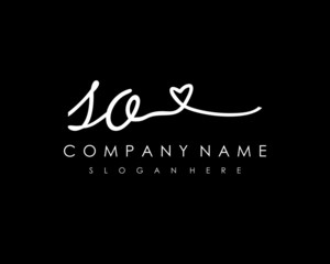 SO Initial handwriting logo vector