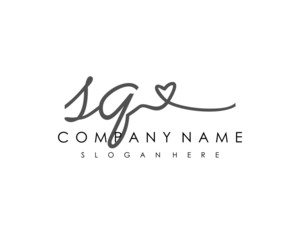 SQ Initial handwriting logo vector
