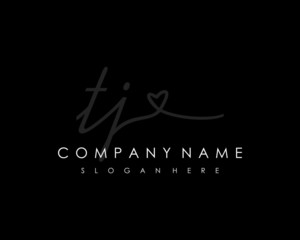 TJ Initial handwriting logo vector