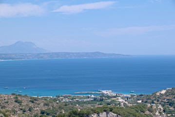 Naklejka na ściany i meble Landscape shot at Kamari on the island Kos in Greece