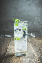 Blueberry mojito cocktail. Selective focus. Shallow depth of field.