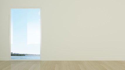 The interior minimal Empty space 3d rendering and nature view background