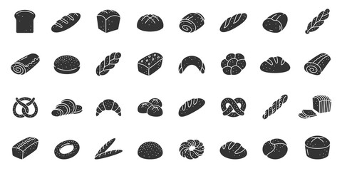 Bread bakery baking silhouette icon vector set