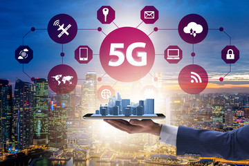 5G mobile technology concept - high internet speed