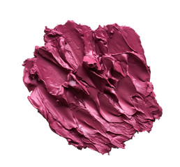 Obraz premium Smears and texture of burgundy color lipstick or acrylic paint on a white background