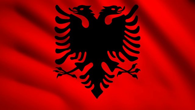Albania flag Motion video waving in wind. Flag Closeup 1080p HD  footage