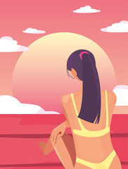 woman summer time vacations design