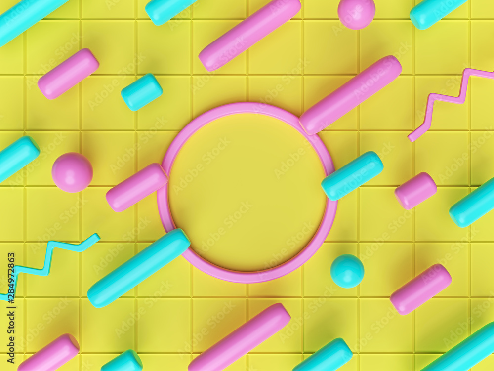 Aufkleber minimal abstract background. colorful geometrical shapes. 3d rendering
