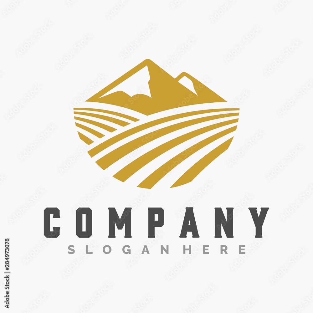 Poster mountain and farm logo template