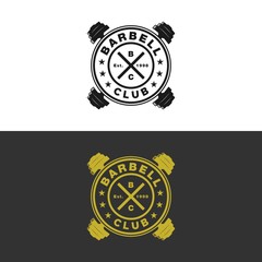 barbell and sport logo template