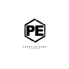 P E PE Initial logo template vector. Letter logo concept