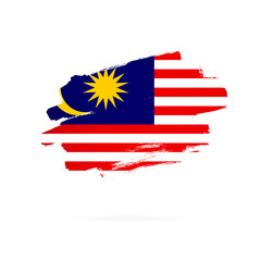 Malaysian flag. Vector illustration. Brush strokes