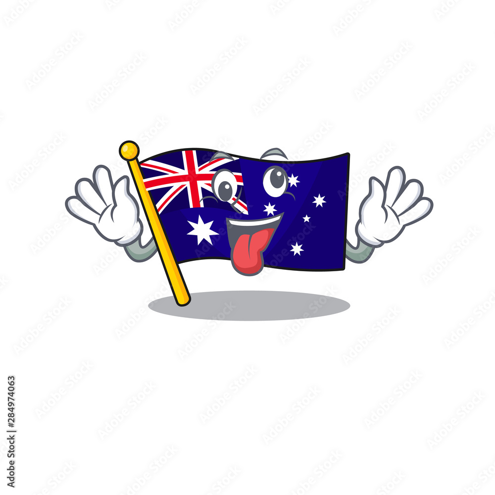 Sticker Crazy flag australia isolated in the mascot