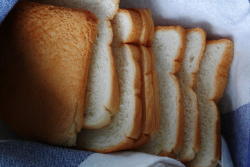Top view of sliced white bread 