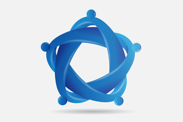 Logo teamwork business people unity partners friendship in a hug web vector image template