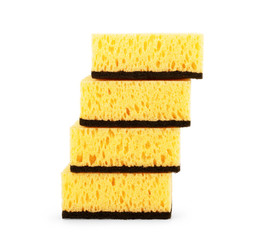 Washcloth on a white background. Yellow washcloth.