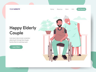 Landing page template of Happy Elderly Couple Illustration Concept. Modern design concept of web page design for website and mobile website.Vector illustration EPS 10