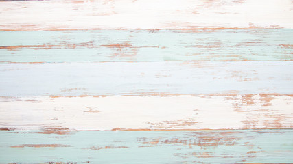 Close up of wall made of painted pastel colored wood planks, Old wooden texture background