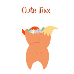 Cute fox rear view isolated on white background